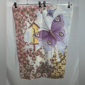 Butterfly Garden House Flag 28x40 Floral Birdhouse Spring Summer Decor